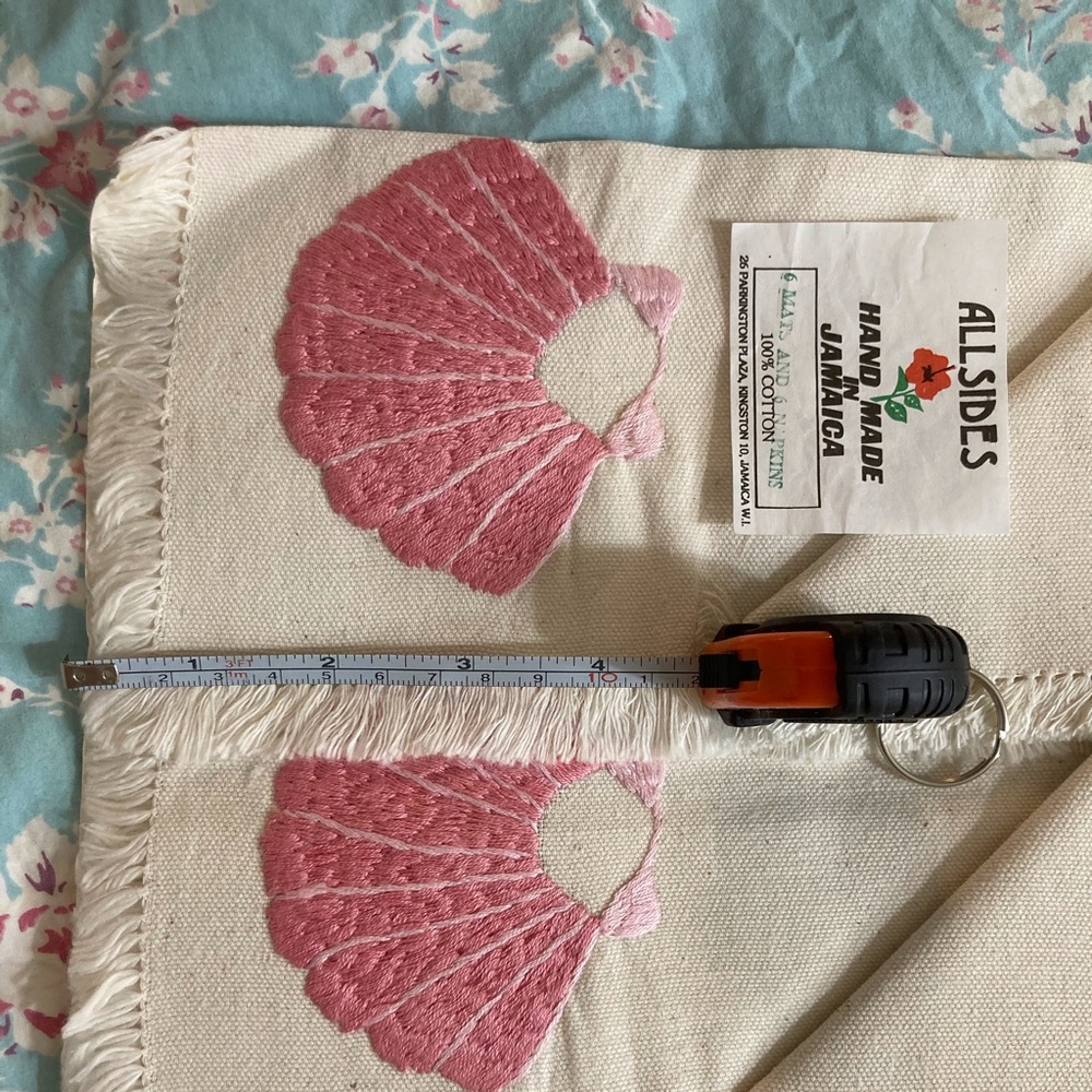 Hand Embroidered Placemats and Napkins, Pink